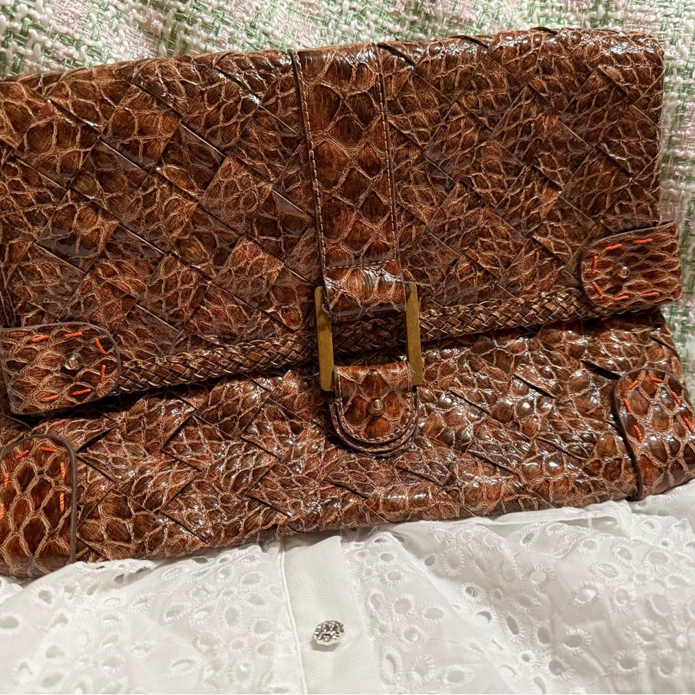 Not for Sale/ Jessica Simpson Brown Crocodile Pattern Clutch